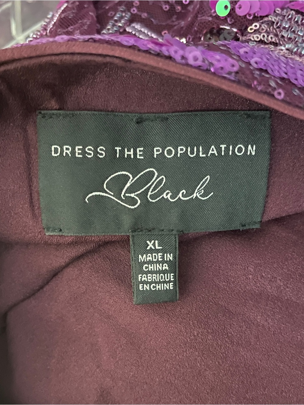 Dress the Population Cassandra Midi Dress XL Beaded Violet Multi Square Neck - Picture 12 of 16